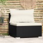 Garten-Mittelsofa mit Kissen Schwarz Poly Rattan Garten-Mittelsofa mit Kissen Schwarz Poly Rattan