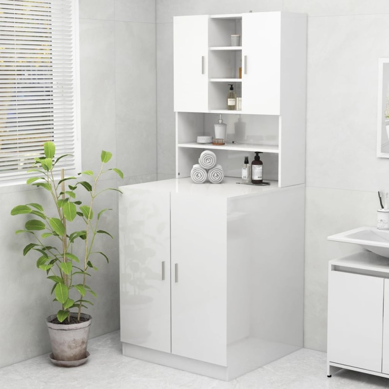 vidaXL Waschmaschinenschrank Hochglanz-Weiß vidaXL Waschmaschinenschrank Hochglanz-Weiß
