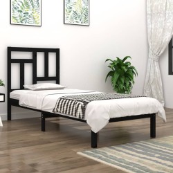 vidaXL Massivholzbett Schwarz Kiefer 90x190 cm
