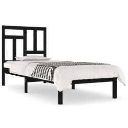 vidaXL Massivholzbett Schwarz Kiefer 90x190 cm