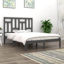 vidaXL Massivholzbett Grau 120x190 cm