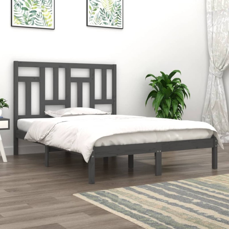 vidaXL Massivholzbett Grau 120x190 cm vidaXL Massivholzbett Grau 120x190 cm