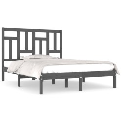 vidaXL Massivholzbett Grau 120x190 cm