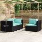 3-tlg. Garten-Lounge-Set mit Kissen Schwarz Poly Rattan 3-tlg. Garten-Lounge-Set mit Kissen Schwarz Poly Rattan