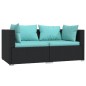 3-tlg. Garten-Lounge-Set mit Kissen Schwarz Poly Rattan 3-tlg. Garten-Lounge-Set mit Kissen Schwarz Poly Rattan