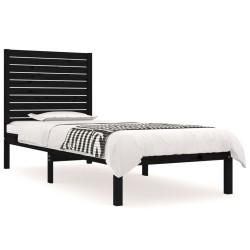 vidaXL Massivholzbett Schwarz 75x190 cm