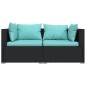 3-tlg. Garten-Lounge-Set mit Kissen Schwarz Poly Rattan 3-tlg. Garten-Lounge-Set mit Kissen Schwarz Poly Rattan