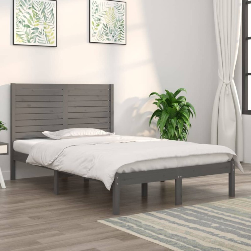 vidaXL Massivholzbett Grau 140x190 cm vidaXL Massivholzbett Grau 140x190 cm