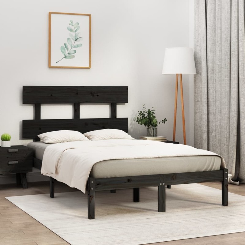 vidaXL Massivholzbett Schwarz 135x190 cm vidaXL Massivholzbett Schwarz 135x190 cm