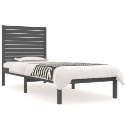 vidaXL Massivholzbett Grau 90x190 cm