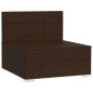 Garten-Mittelsofa mit Kissen Braun Poly Rattan Garten-Mittelsofa mit Kissen Braun Poly Rattan