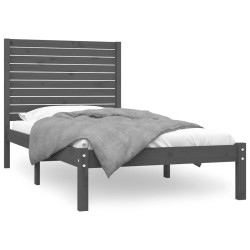 vidaXL Massivholzbett Grau 90x200 cm