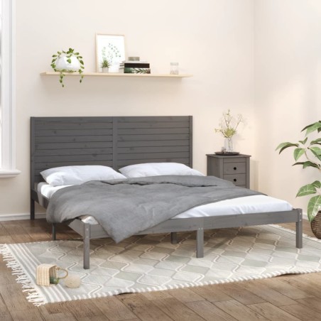 vidaXL Massivholzbett Grau 200x200 cm