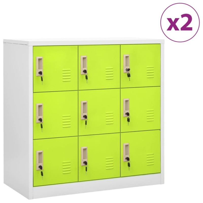 vidaXL Schließfachschränke 2 Stk. Hellgrau und Grün 90x45x92,5cm Stahl vidaXL Schließfachschränke 2 Stk. Hellgrau und Grün 90x45x92,5cm Stahl