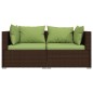 vidaXL 2-Sitzer-Sofa mit Kissen Braun Poly Rattan vidaXL 2-Sitzer-Sofa mit Kissen Braun Poly Rattan