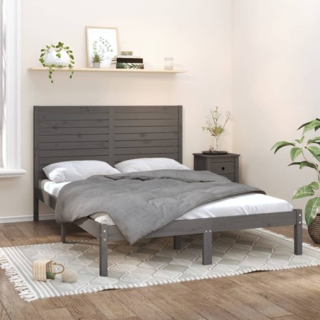 vidaXL Massivholzbett Grau 140x200 cm