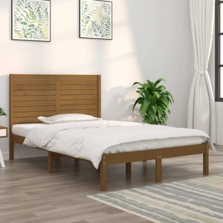 vidaXL Massivholzbett Honigbraun 140x190 cm