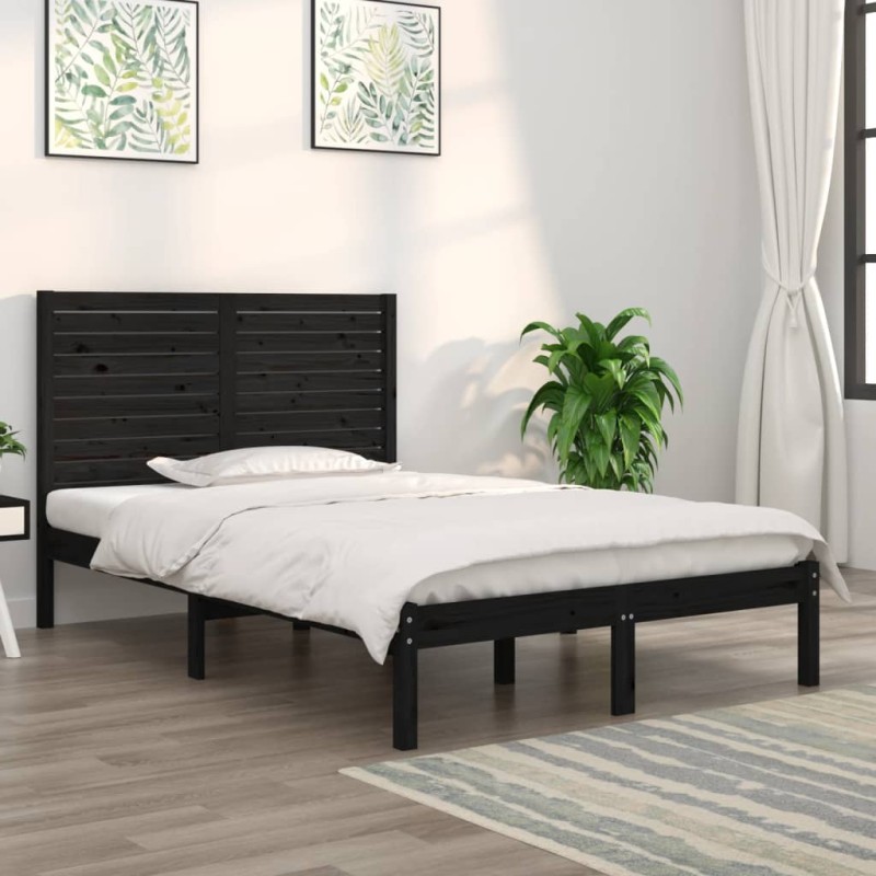 vidaXL Massivholzbett Schwarz 140x190 cm vidaXL Massivholzbett Schwarz 140x190 cm