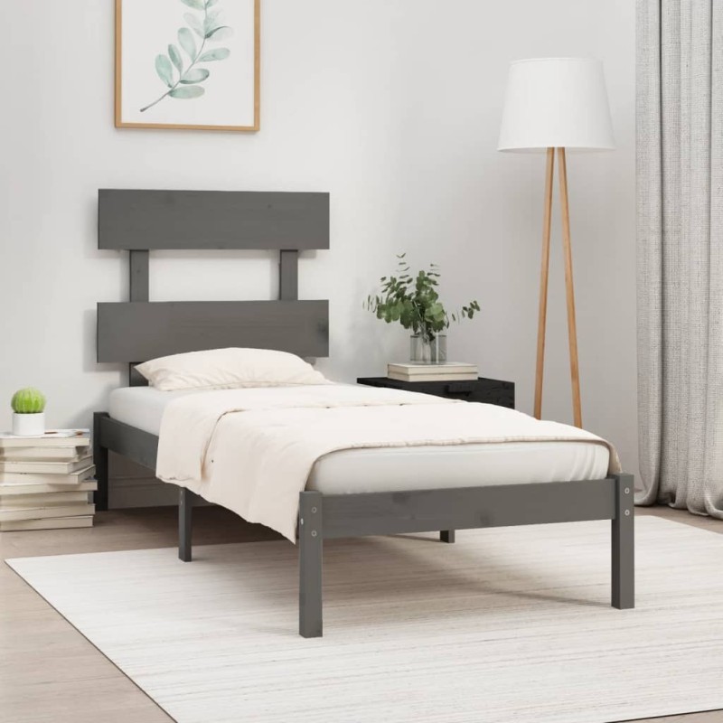 vidaXL Massivholzbett Grau 90x190 cm vidaXL Massivholzbett Grau 90x190 cm