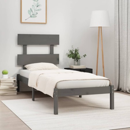 vidaXL Massivholzbett Grau 90x190 cm
