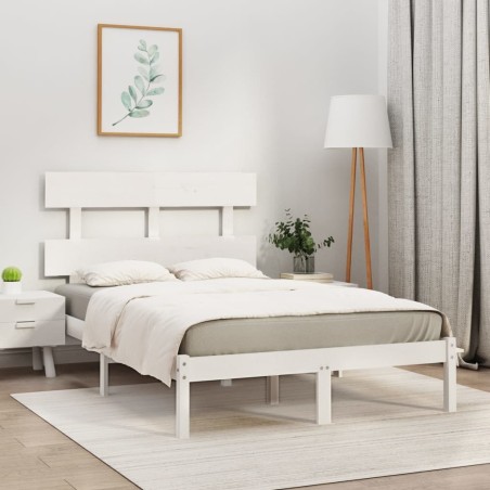 vidaXL Massivholzbett Weiß 135x190 cm