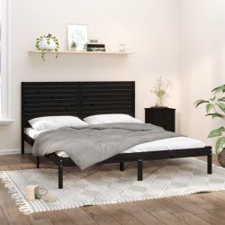 vidaXL Massivholzbett Schwarz 200x200 cm