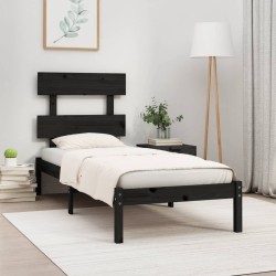 vidaXL Massivholzbett Schwarz 75x190 cm