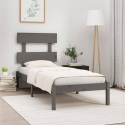 vidaXL Massivholzbett Grau 90x200 cm