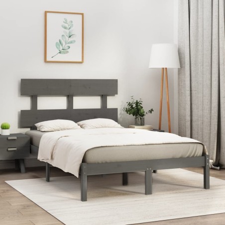 vidaXL Massivholzbett Grau 120x200 cm