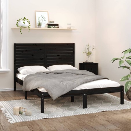 vidaXL Massivholzbett Schwarz 140x200 cm