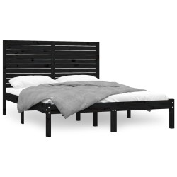 vidaXL Massivholzbett Schwarz 140x200 cm