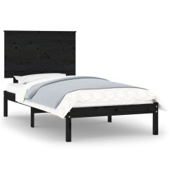 vidaXL Massivholzbett Schwarz 75x190 cm