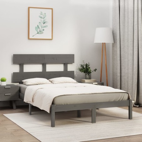 vidaXL Massivholzbett Grau 180x200 cm