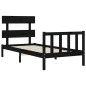 Massivholzbett mit Kopfteil Schwarz 90x200 cm Massivholzbett mit Kopfteil Schwarz 90x200 cm