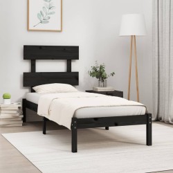 vidaXL Massivholzbett Schwarz 100x200 cm