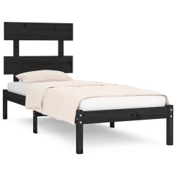 vidaXL Massivholzbett Schwarz 100x200 cm