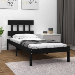 vidaXL Massivholzbett Schwarz 90x190 cm