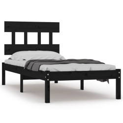 vidaXL Massivholzbett Schwarz 90x190 cm