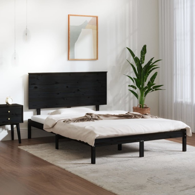 vidaXL Massivholzbett Schwarz 120x190 cm vidaXL Massivholzbett Schwarz 120x190 cm