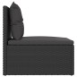 Garten-Mittelsofa mit Kissen Schwarz Poly Rattan Garten-Mittelsofa mit Kissen Schwarz Poly Rattan