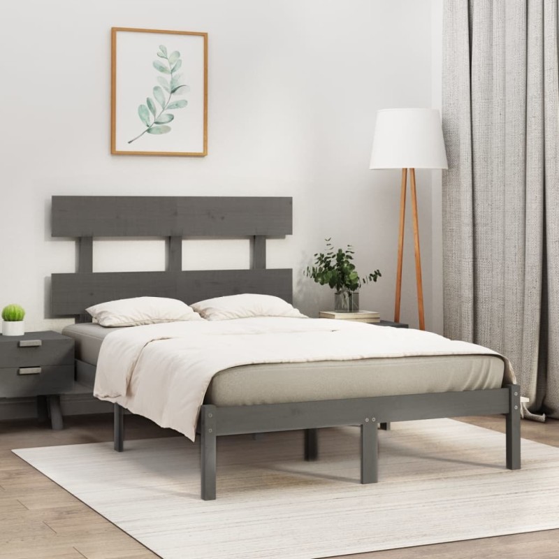 vidaXL Massivholzbett Grau 140x190 cm vidaXL Massivholzbett Grau 140x190 cm