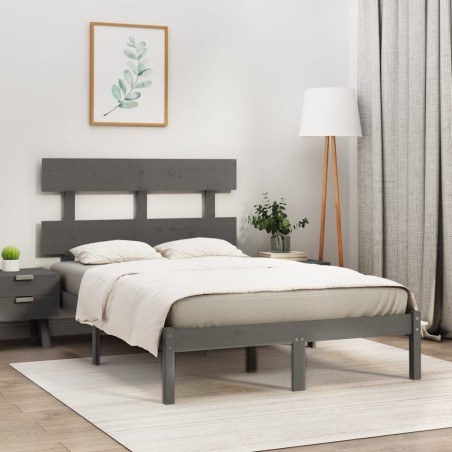 vidaXL Massivholzbett Grau 140x190 cm
