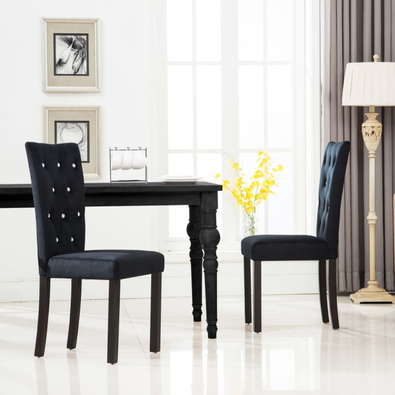 vidaXL Esszimmerstühle 2 Stk. Schwarz Samt vidaXL Esszimmerstühle 2 Stk. Schwarz Samt
