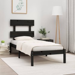 vidaXL Massivholzbett Schwarz 90x200 cm