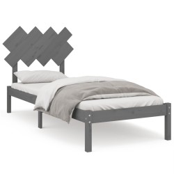 vidaXL Massivholzbett Grau 90x200 cm