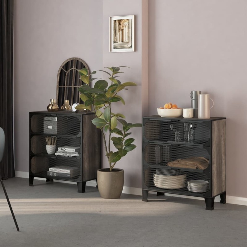 vidaXL Lagerschränke 2 Stk. Grau 72x36x82 cm Metall und MDF vidaXL Lagerschränke 2 Stk. Grau 72x36x82 cm Metall und MDF