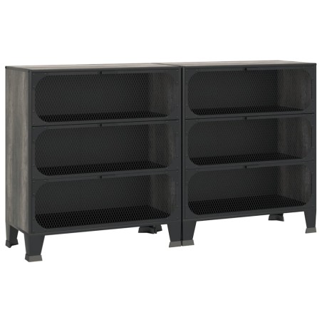 vidaXL Lagerschränke 2 Stk. Grau 72x36x82 cm Metall und MDF