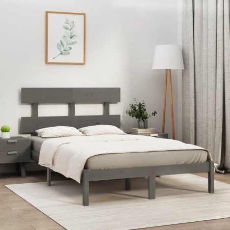 vidaXL Massivholzbett Grau 200x200 cm