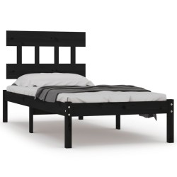 vidaXL Massivholzbett Schwarz 90x200 cm