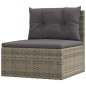 Garten-Mittelsofa mit Kissen Grau Poly Rattan Garten-Mittelsofa mit Kissen Grau Poly Rattan